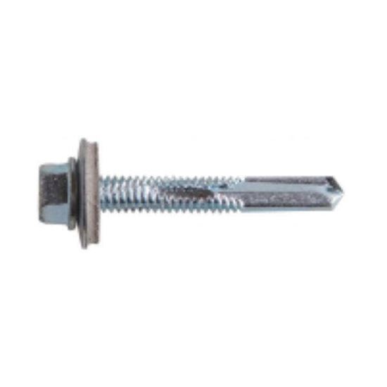 5.5 X 70 Hex Self Drilling Screw Zinc & 16mm Washe Steel Thickness 1.2-3.0mm - Max Fix Thickness 52mm