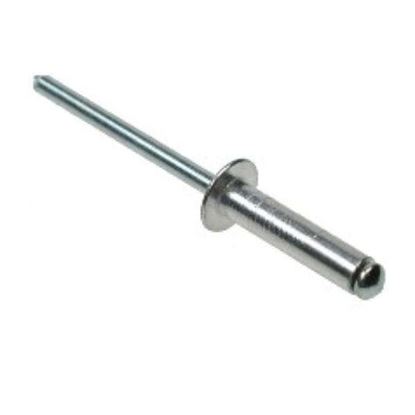 6.4 X 12 Aluminium Pop Rivet Steel Mandrel Grip Range 4.0mm - 6.0mm