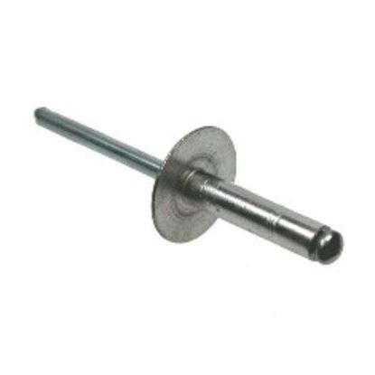 4.8 X 16 Aluminium Large Flange (14mm) Pop Rivet Steel Mandrel Grip Range 10.0mm - 12.0mm