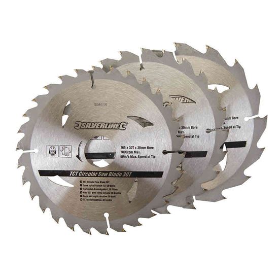 165 X 30mm TCT Circular Saw Blades 3pack, Teeth 16, 24