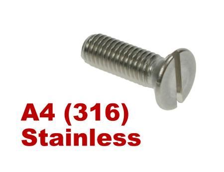 Picture for category Slotted Csk Machine Screws DIN963 A4 Stainless