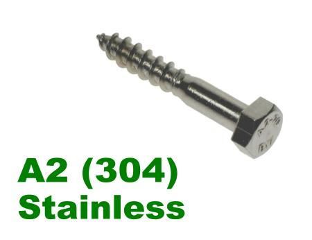 Picture for category HEX COACHSCREW DIN571 A2 Stainless