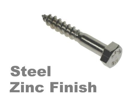 Zinc DIN571 Wood fixing M8 x 90mm Pack of 10. Bolt Hex head Coach screws 