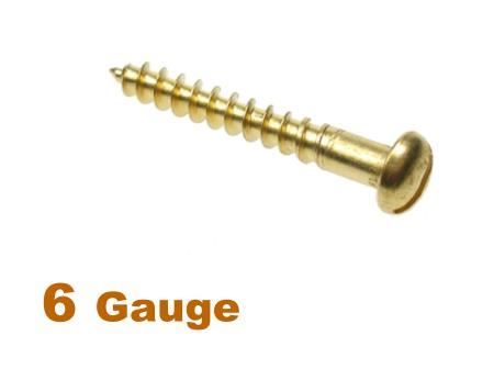 Picture for category 6G 3.5mm Dia Slotted Round Woodscrew Brass