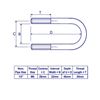 Picture of 1/2" Standard Nominal Bore U-Bolt Zinc C/W 2 M6 Nuts, 22mm between legs, 48mm deep