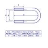 Picture of 1" Standard Nominal Bore U-Bolt Zinc C/W 2 M6 Nuts, 35mm between legs, 60mm deep