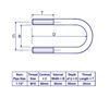 Picture of 1.1/2" Standard Nominal Bore U-Bolt Zinc C/W 2 M10 Nuts, 50mm between legs, 85mm deep