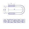 Picture of 1.1/4" Standard Nominal Bore U-Bolt Zinc C/W 2 M10 Nuts, 44mm between legs, 67mm deep