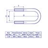 Picture of 1.1/4" Standard Nominal Bore U-Bolt Zinc C/W 2 M10 Nuts, 54mm between legs, 67mm deep