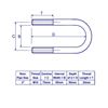 Picture of 2" Standard Nominal Bore U-Bolt Zinc C/W 2 M10 Nuts, 65mm Between Legs, 95mm deep