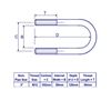 Picture of 3" Standard Nominal Bore U-Bolt Zinc C/W 2 M12 Nuts, 90mm between legs, 126mm deep