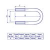 Picture of 8" Standard Nominal Bore U-Bolt Zinc C/W 2 M16 Nuts, 226mm between legs, 252mm deep